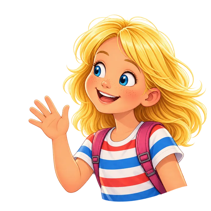 Sammy waving in a friendly way